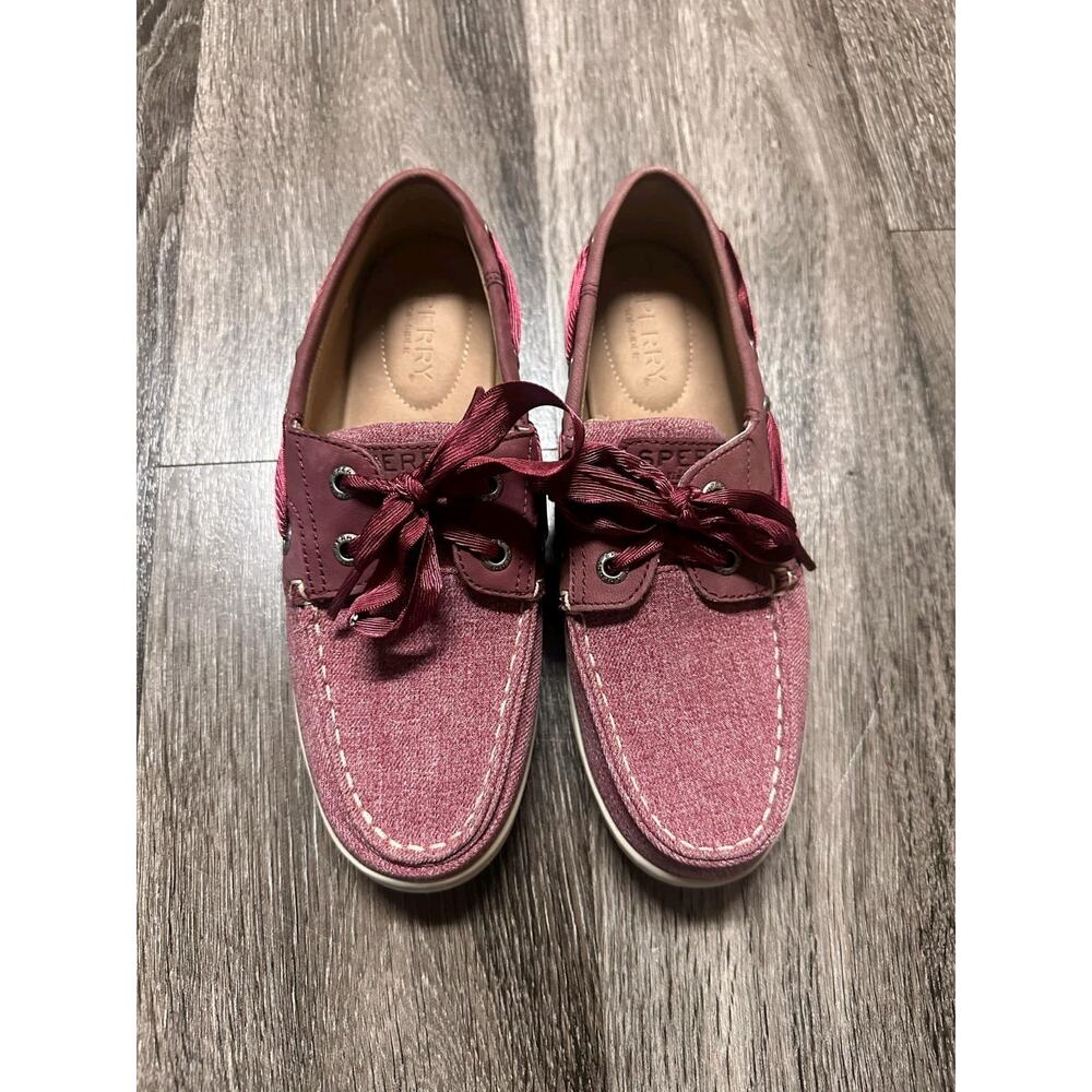 Sperry Top Sider Firefish Womens 5.5 Rosewood Scratch Linen Boat Shoes Loafers
